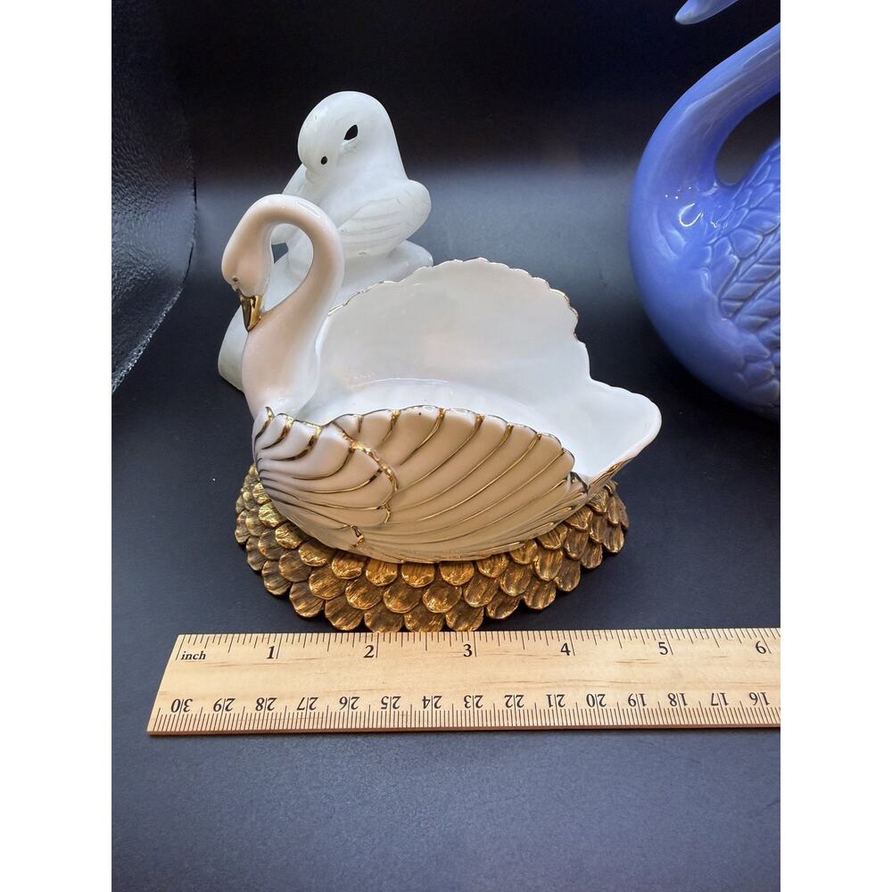 Vintage Swan Lot Ceramic Planter Swan Soap Dish Swan Bookend - Picture 7 of 16